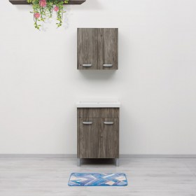 Mobile Domina Mix wood scuro 60x50 con lavatoio in ceramica Reno